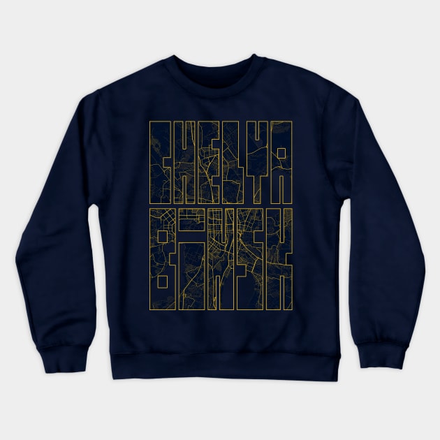 Chelyabinsk, Russia City Map Typography - Gold Art Deco Crewneck Sweatshirt by deMAP Studio